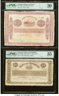 Colombia Banco de Oriente; Banco de Sander 100; 10 Pesos (1884-1900) Pick S701; S833b Two Examples PMG Very Fine 20; Choice Very Fine 35. Tears are no...