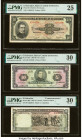 El Salvador Banco Central de Reserva de El Salvador 10 (2); 5 Colones 14.5.1952; 15.2.1962; 20.6.1967 Pick 85; 103a; 109a Three Examples PMG Very Fine...