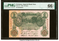Germany Imperial Bank Notes 50 Mark 21.4.1910 Pick 41 PMG Gem Uncirculated 66 EPQ. 

HID09801242017

© 2022 Heritage Auctions | All Rights Reserved