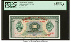 Greece Bank of Greece 100 Drachmai 1927 (ND 1928) Pick 98a PCGS Gem New 65PPQ. 

HID09801242017

© 2022 Heritage Auctions | All Rights Reserved