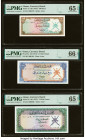 Low Serial Number Lot Oman Oman Currency Board 100 Baiza; 1/4; 1/2 Rial Omani ND (1973) Pick 7a; 8a; 9a Three Examples PMG Gem Uncirculated 65 EPQ (2)...