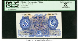 Pakistan Government of Pakistan 5 Rupees ND (1949) Pick 5 PCGS Apparent Choice About New 55. Small hole at left. 

HID09801242017

© 2022 Heritage Auc...