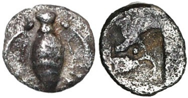 IONIE, EPHESE, AR hémitétartémorion, 500-480 av. J.-C. D/ Abeille entre deux vol...