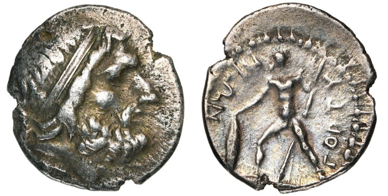 CRETE, GORTYNE, AR drachme, vers 94-86 av. J.-C. Classe C. D/ T. diad. de Zeus à...