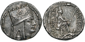ROYAUME D'ARMENIE, Tigrane II (95-56), AR tétradrachme, Antioche. D/ B. dr. à d., coiffé de la tiare ornée d'une étoile entre deux aigles. R/ ΒΑΣΙΛΕΩ-...