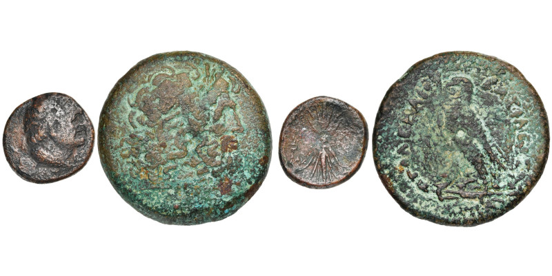 ROYAUME LAGIDE, lot de 2 bronzes: Ptolémée II Philadelphe, obole, T. de Ptolémée...