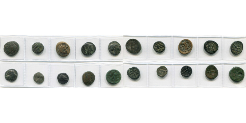 ROYAUME DE MACEDOINE, lot de 10 bronzes, dont: Cassandre, T. d'Apollon/Trépied (...