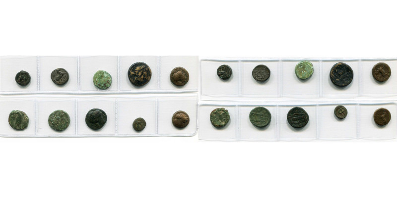 lot de 10 bronzes, dont: Thrace, Kardia, Lion/Grain de blé; Maronée, Cheval/Sarm...