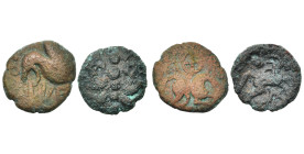GAULE BELGIQUE, Nervii, lot de 2 bronzes: au rameau et VERCIO.
Beau