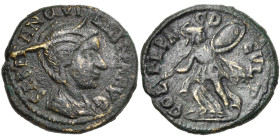 THRACE, DEULTUM, Tranquillina, femme de Gordien III, AE bronze. D/ B. diad., dr. à d. R/ COL- FL PA- C D-EVLT Athéna avançant à g., t. à d., se protég...