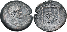 EGYPTE, ALEXANDRIE, Antonin le Pieux (138-161), AE drachme, 141-142. D/ T. l. à d., l'épaule g. dr. R/ Hermanubis coiffé du kalathos, deb. à d. dans u...