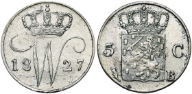 BELGIQUE, Royaume des Pays-Bas, Guillaume Ier (1815-1830), AR 5 cents, 1827 B, Bruxelles. Sch. 320. Coups sur la tranche.
Très Beau