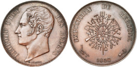 BELGIQUE, Royaume, Léopold Ier (1831-1865), module de 5 francs, 1850, Jéhotte. Exposition de Herstal. Bronze. Tranche lisse. Flan mince. Dupriez cfr 2...