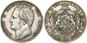 ALLEMAGNE, HESSE-DARMSTADT, Ludwig II (1830-1848), AR double Taler, 1844. J. 41; A.K.S. 100; Dav. 703. Coups sur la tranche.
Très Beau