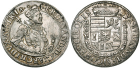 SAINT EMPIRE, Ferdinand, archiduc (1564-1595), AR Taler, s.d. (1577-1599), Hall. Pour le Tyrol. D/ B. couronné et cuir. à d., ten. un sceptre sur l'ép...