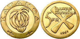 CONGO, KATANGA, République (1960-1963), AV 5 francs, 1961. Fr. 1.
Superbe