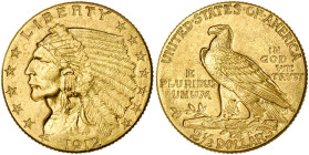 ETATS-UNIS, AV 2 1/2 dollars, 1912. Tête d'Indien. Fr. 120.
Très Beau à Superbe