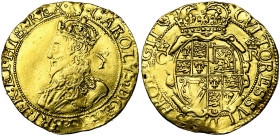 GRANDE-BRETAGNE, Charles Ier (1625-1649), AV double couronne (10 shillings), s.d. (1632-1633), Tower Mint. Quatrième buste. Différent: harpe. D/ B. co...