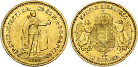 HONGRIE, François Joseph Ier (1848-1916), AV 10 korona, 1892 KB, Kremnitz. Jaeckel 408; Fr. 252.
Très Beau