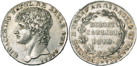 ITALIE, NAPLES, Joachim Murat (1808-1815), AR 12 carlini, 1810. Grande date. SICIL. au droit. Etoile à 5 rayons au revers. D/ T. à g. R/ Valeur dans u...
