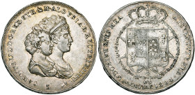 ITALIE, TOSCANE, Royaume d'Etrurie, Charles-Louis et Marie-Louise (1803-1807), AR demi-dena (5 lire), 1804, Florence. M. 250; G. 16. Rare. Belle patin...