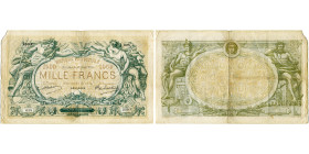 BELGIQUE, Banque Nationale, 1000 francs, 10.4.1914. M.E. 93b. Rare. Plié. Un coin déchiré.
Beau