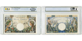 FRANCE, Banque de France, 1000 francs, 06.07.1944. Shafer & Bruce 96c. Certifié PCGS 64 PPQ.
Neuf