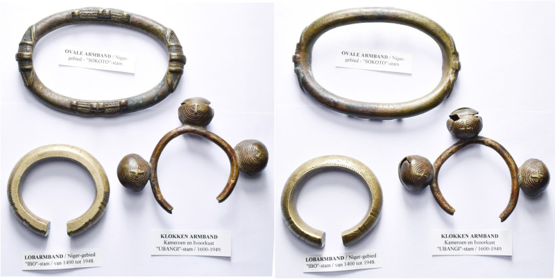 AFRICA, lot of 3 bracelets: Niger area, "sokoto" and "ibo" ring money; Cameroon ...