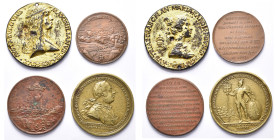 SAINT EMPIRE, lot de 4 médailles: s.d., Maximilien Ier et Marie de Bourgogne (AE doré, fonte postérieure trouée); 1685, Libération de Neuheusel (AE); ...