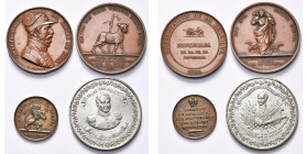 BELGIQUE, lot de 4 médailles: 1830, Jéhotte, Charlier Jambe-de-Bois (AE); 1831, Médaille satirique contre le Régent Surlet de Chokier (AE), Serment de...