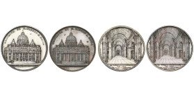 BELGIQUE, médaille, 1857, J. Wiener. Basilique Saint-Pierre de Rome. D/ Vue extérieure. R/ Vue intérieure. Van Hoydonck 152. 60 mm Deux exemplaires: A...