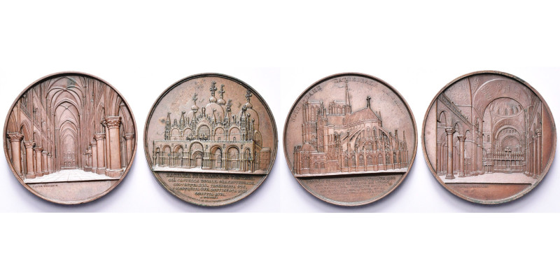 BELGIQUE, lot de 2 médailles: 1850, J. Wiener, Basilique Saint-Marc à Venise; 18...