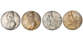 BELGIQUE, médaille, 1902, Jourdain. Décès de Marie-Henriette, reine des Belges (1836-1902). D/ B. de la reine à g. R/ Une femme voilée assise sur une ...