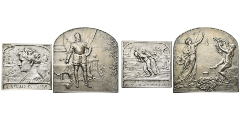 BELGIQUE, Royaume, lot de 2 plaquettes en argent: 1903, Dubois, Bruxelles port d...