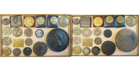BELGIQUE, Royaume, lot de 18 médailles, certaines en écrins, dont: 1841, Exposition des produits de l'industrie nationale à Bruxelles; 1848, Hart, Uni...
