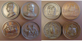 BELGIQUE, Royaume, lot de 4 médailles de Hart: 1842, A la mémoire du duc Ferdinand d'Orléans; 1843, Inauguration du chemin de fer d'Aix-la-Chapelle à ...