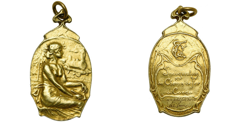 CONGO BELGE, AV médaille, 1898, De Rudder. Inauguration du Chemin de fer du Cong...