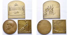 CONGO BELGE, lot de 3 médailles et plaquettes: plaquette, 1905, Samuel, Vingtième anniversaire de l'Etat indépendant du Congo; médaille, 1909, Jourdai...