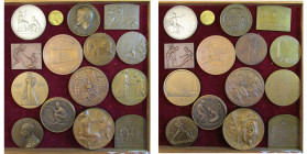 CONGO BELGE, lot de 15 médailles et plaquettes, dont: 1913, Mauquoy, Campagne arabe (1892-1894) - Inauguration du monument Dhanis à Anvers; 1919, Laga...