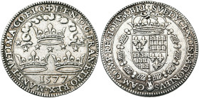 FRANCE, AR jeton, 1577. Henri III - Chambre des Comptes de Bretagne. D/ Les couronnes de France et de Pologne sous une couronne dans un ciel étoilé. R...