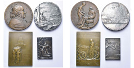FRANCE, lot de 5 médailles de Roty: 1886, Michel Eugène Chevreul (AE); 1894, Funérailles du président Sadi Carnot (AE); 1896, Exposition international...