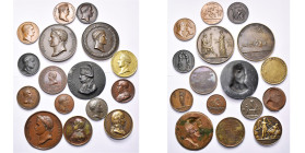 FRANCE, lot de 15 médailles de Napoléon Ier (1804-1814), dont: an 8, Brenet, Bataille de Marengo; an 9, Andrieu, Paix de Lunéville; an 13, Andrieu & J...
