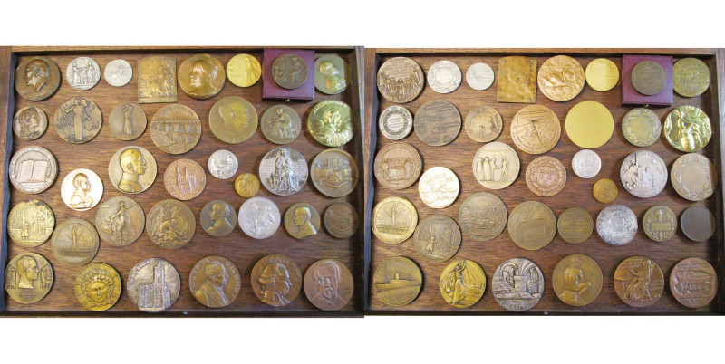 FRANCE, lot de 37 médailles des 19e-20e s., la plupart en bronze, dont: 1898, Em...