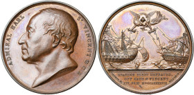 GRANDE-BRETAGNE, AE médaille, 1797, Mills/Brenet. Victoire britannique sur la flotte espagnole à la bataille du Cap Saint-Vincent. D/ T. de l'amiral J...