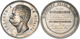 ITALIE, AR médaille, 1896, Speranza. Ministère de la Marine - Prix Saint-François de Paule. D/ T. du roi Umberto à g. R/ Attribuée au chevalier Giusep...