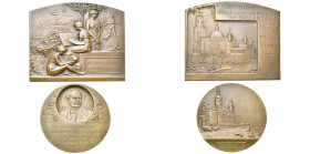 MONACO, lot de 2 médailles de Szirmaï: 1910, Pavillon monégasque à l'exposition universelle de Bruxelles (AE, 85 x 72 mm, petites taches); 1913, Cinqu...