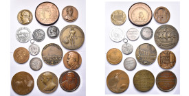 lot de 15 médailles, dont: Etats-Unis, 1929, Congrès international de physiologie; France, 1788, Société philomatique de Paris (refrappe); 1948, Dr Lo...