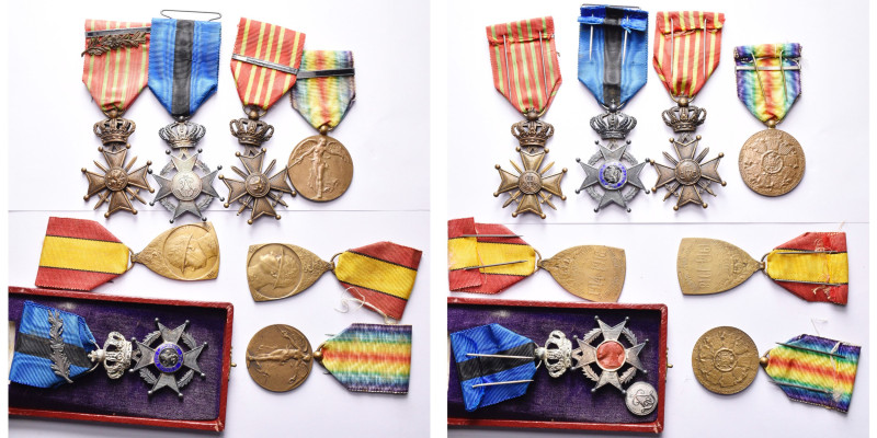 BELGIQUE, lot de 8 décorations relatives à la guerre 1914-1918: chevalier de l’O...