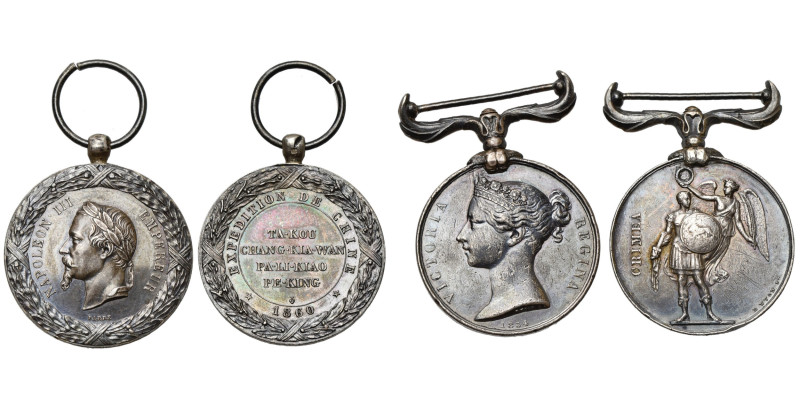 FRANCE, lot de 2 décoraitons: Grande-Bretagne, médaille de la Guerre de Crimée, ...