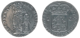 Bataafse Republiek (1795-1806) - West-Friesland - 1 Gulden 1796 (Sch. 95a2 / Delm. 1180) variety 'WESTF.' and altar w/o garland - patina - VF
